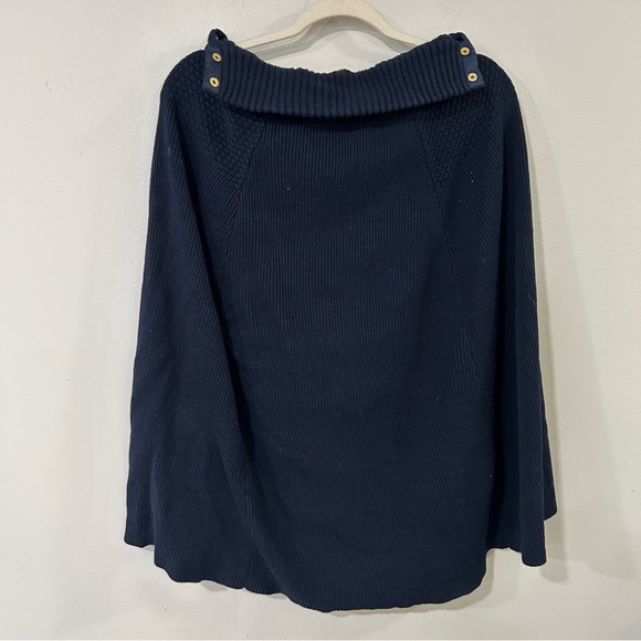G.I.L.I. Navy Blue Gold Button Cowl Neck Poncho Sweater Women’s Medium Large - Picture 6 of 7